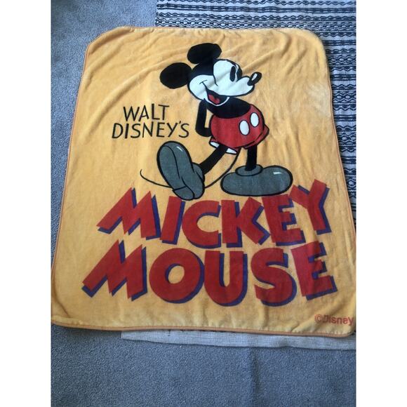Disney Mickey Mouse Fleece Blanket The Northwest Company Yellow Soft 60”x50” - Picture 1 of 4